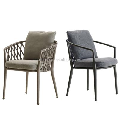 China Outdoor Furniture Cast Aluminum Patio Rope Weaving Garden Garden Dining Chair for sale