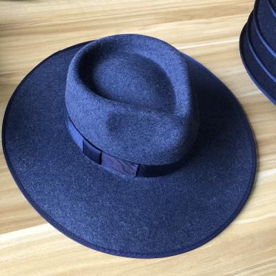 China breathable & Custom Casual Flat Wide Brim 100% Australian Wool Waterproof Large Big Felt Fedora Hats For Adult Men for sale