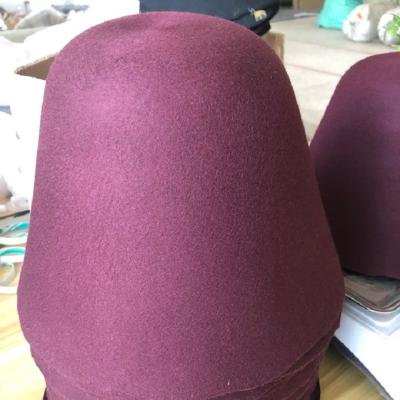 China Character wool felt hat body factory wholesale 100% wool felt hat body with soft brim wool felt hat cone wool hood for sale