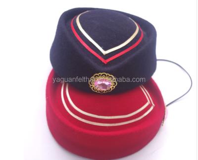 China breathable & Fashion Waterproof Custom Multicolor Wool Felt Air Hostess Hat for sale