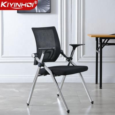 China Wholesale High Quality Durable Foldable Mesh Back Training Meeting Computer Computer Chair Without Wheels Armrest Black Metal Style for sale