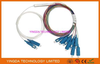 China SC/UPC Coupler Fiber Optic PLC Splitter 2X8 900um 9/125um SM 1Meter G657A LSZH for sale