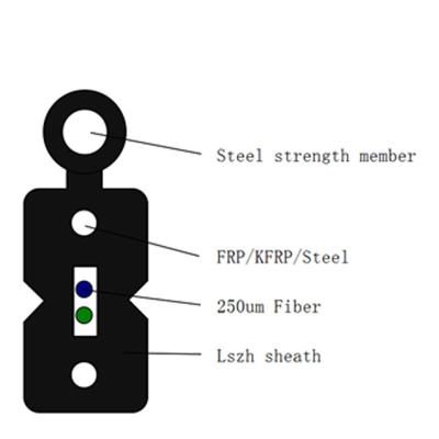 China Outdoor Self Supporting FTTH Drop Cable GJXFCH FRP Steel Messenger G657A2 LSZH for sale