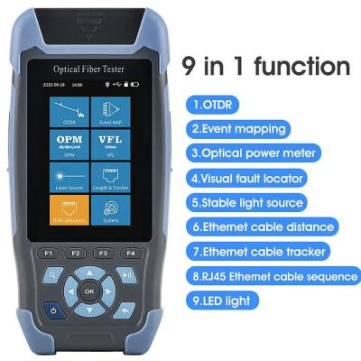 China 1310/1550nm SM Test Range 5m-60Km Mini OTDR 9 in 1 Tester with APC UPC SC/FC/ST/LC Adapter for sale