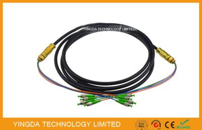 China Negro de fibra óptica de la prenda impermeable del cable del cordón de remiendo de las coletas de la base de FC/de APC 4, longitud modificada para requisitos particulares en venta