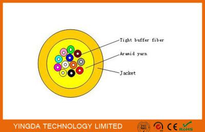 China Hilado apretado multiusos multifibra interior de Aramid del almacenador intermediario del cable de distribución de la fibra óptica en venta