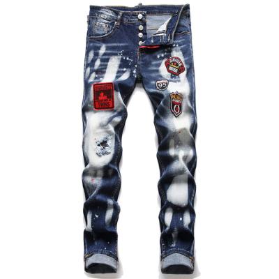 China High Quality Men's Breathable Jeans Patch Embroidery Logo Straight Fit Loose Jeans for sale