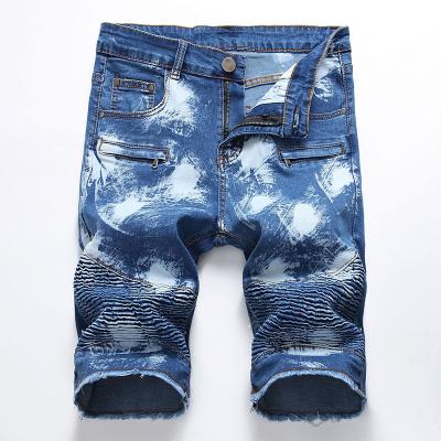 China 2021 viable new design summer denim corrugated jeans denim stretch shorts pants for men for sale