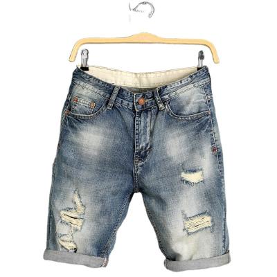 China 2021 New Retro Breathable Stylish Pencil Pants Shorts Ripped Jeans Distressed Bottom Pants Jeans for sale