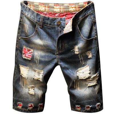 China New England QUICK DRY Stylish 2021 Vintage Straight Shorts Ripped Jeans Distressed Bottom Pants Jeans for sale