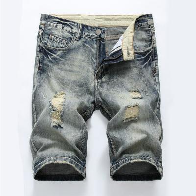 China Summer Sustainable Men Fashion Casual Ripped Jeans Skinny Short Denim Pants for sale