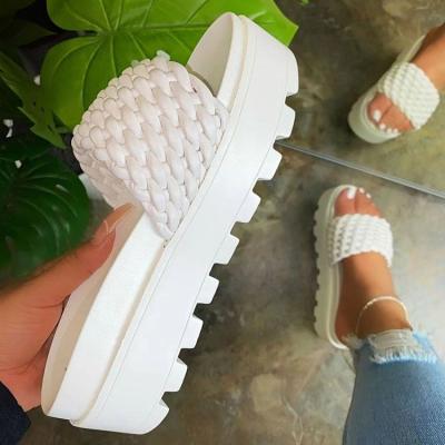 China Fashion\Comfortable\Durable\Breathable\Hot Sale Comfort Casual Shoes Weave Printed Women Net Surface Knit Appearance Sandals Fashion Slipper for sale