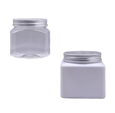 China Wholesale Empty Clear Food / Cosmetic Square Shaped Silver Aluminum Cover Packaging Container Bottle for sale