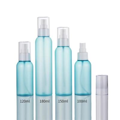 China Recyclable Custom Empty Fine Empty Baby Blue Cosmetic Packaging Mist Spray Clear Plastic Bottle for sale