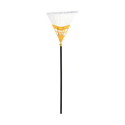 China Plastic Garden Rake Gardey GD8401 Lawn Tool Leaf Rake With Wooden Handle Light Weight For Garden for sale