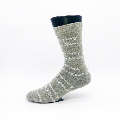 China Viable All Over Printed Gray Socks Mens Custom Logo Cotton Gray Dress Socks for sale