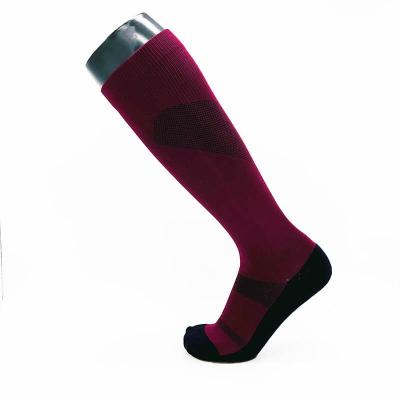 China Sporty Brown Navy 20-30 mmHg Knee High Compression Sports Running Cycling Socks for sale