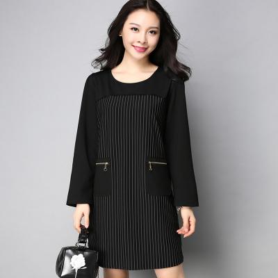 China Women's Autumn And Winter Style Round Neck Design Sense Small Collar Woven Dress Breathable Middle Thin Fragrant And Short Korean Style for sale