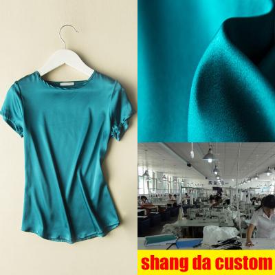 China Women Top Large Size Thin Loose Knitted Push-up Short Sleeve T-shirt Simulation Silk Round Neck Lady QUICK DRY for sale