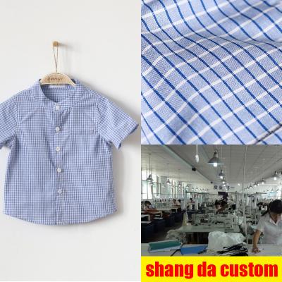 China Breathable half-sleeved top Korean version of the baby's plaid shirt spring thin children's short-sleeved shirt boys and summer section for sale