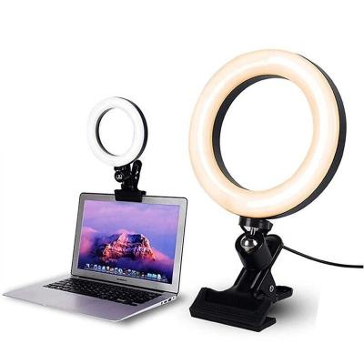 China 8 Inch Mini Laptop Desk Photographic Lighting Conference Selfie Ring Fill Lamp Kit Clip LED Ring Light Stand For Video Computer for sale