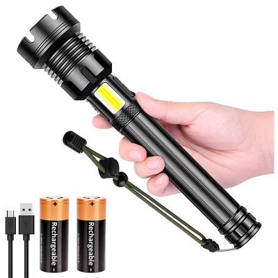 China Powerful Rechargeable Waterproof Lantern Flashlight Emergency Flashlight Zoomable Torch Tactical Flashlight for sale