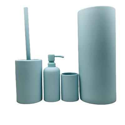 China 2021 Sustainable Ceramic Bathroom Accessories 4pcs New Design Australia Style Soft Touch Coating Aqua Color for sale