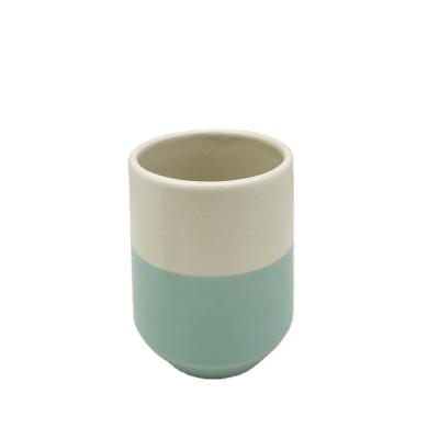 China Durable Ceramic Tumbler Waterdrop Style Tooth Mouthwash Cup 2 Tone For Bath Countertop High Quality Simple Design for sale