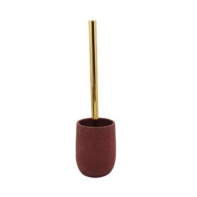 China Sustainable Terrazzo Bowl Brush Bathroom Accessories Shallow Toilet Brush Holder Made By Concrete Stone And Mini 2020 Creative Eco-friendly for sale