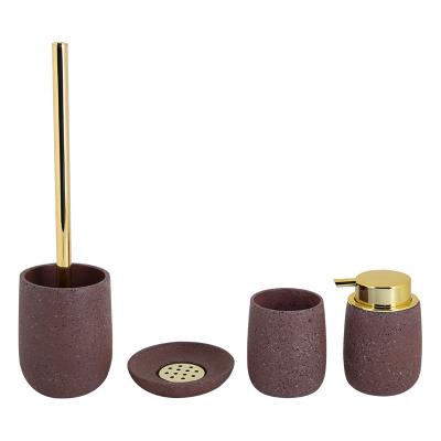 China Sustainable 4pcs Cement Terrazzo Bathroom Accessories Set With Mini Colored Stones For Countertops China Made 2020 New Eco-friendly Design for sale