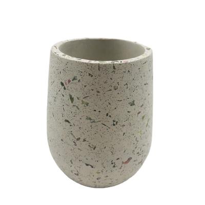 China Viable High Quality Tumbler Cup Bathroom Countertops Concrete Terrazzo Body With Colorful Tooth Stone Mini Cup Best Price China Made for sale