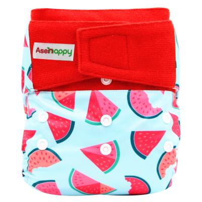 China Printed Reusable Magic Cloth Baby Diaper Asenappy Hook Band Loop Adjustable Nappies Diaper for sale