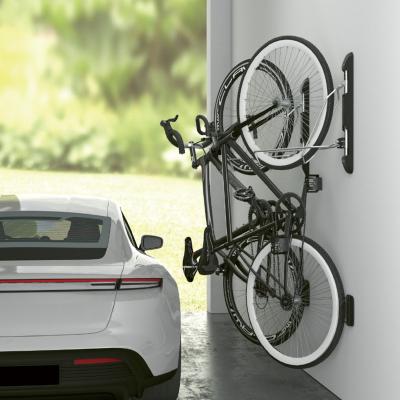 China LBM-06M Plastic 2 Pack Wall Mount Bike Rack Bicycle Carrier with Tire Tray Storage System Bike Bicycle Hook Hanger for Indoor Garage for sale