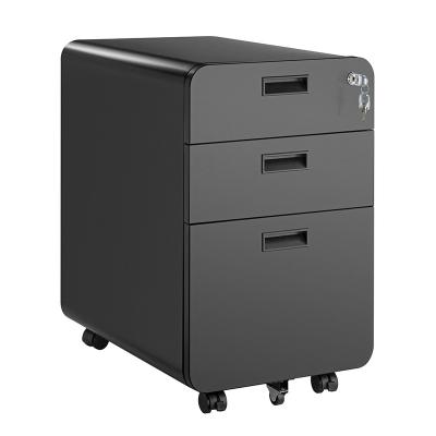 China CAB03-3 Multifunctional Black 3 Drawer Locking Mobile File Cabinet Under Office Desk For Home Office Folder Rolling Pedestal Storage Organizer for sale