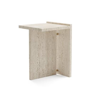 China New Style Living Room Square Natural Stone Travertine Side Table Nordic Modern Side Side Tables for sale