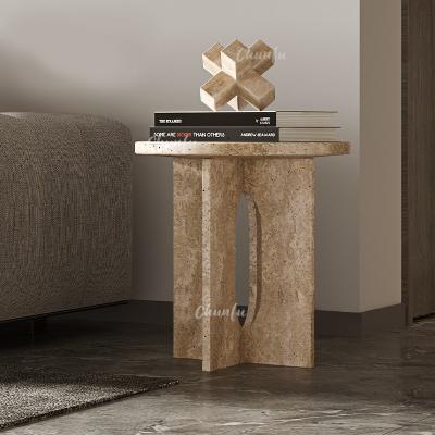 China Modern Coffee Table Customized Home Decoration Polished Natural Beige Travertine Marble Coffee Table Stone Tea Table for sale