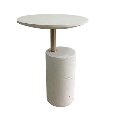 China Modern minimalist terrazzo side table living room bedroom coffee table set round base modern stone terrazzo side table for sale