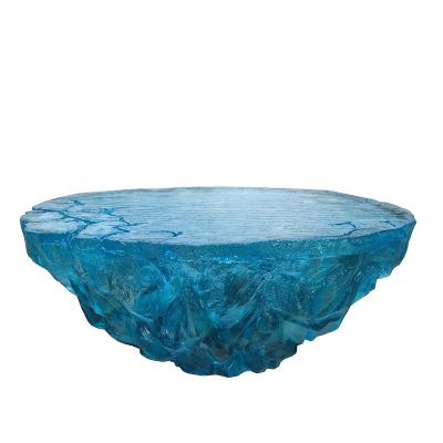 China Coffee table modern style luxury blue transparent round designed living room resin coffee tables for sale