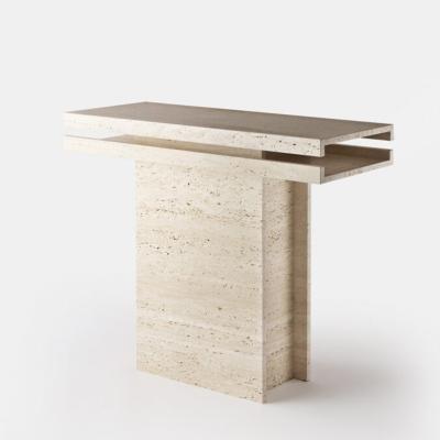 China Factory Wholesale Customized Convertible Hallway Travertine Narrow Natural Stone Console Table for sale