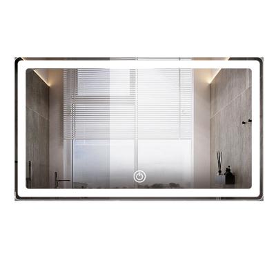 China New Style Illuminated Rectangle Led Bathroom Wall Touch Screen Smart Bath Mirror for sale