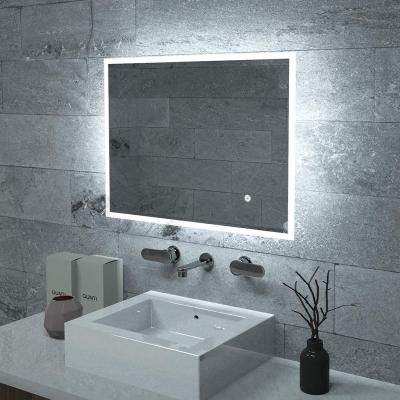 China Illuminated Rectangle Wall-Mounted Led lighted bathroom vanity mirror with anti-fog function for sale