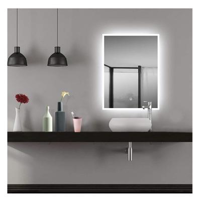 China Water Proof Silver Copper Fog Mirror Illuminated Makeup Mirror Bathroom Wall Mounted Mirror With LED Lights for sale