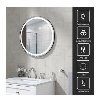 China Bright Changeable Led Color Bathroom Mirror Make Up Round Mirror With Speaker for sale