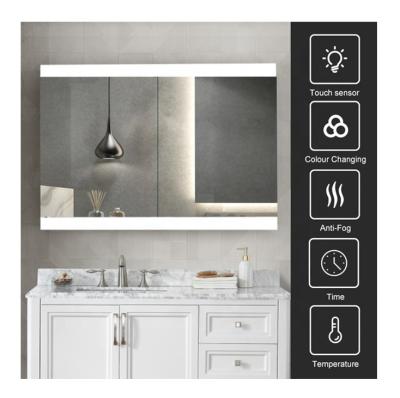 China Mirror Door Double Side Touch Illuminated Bath Room Mirror Cabinets Charm Wall Hanging Mirror Acrylic Vanity Led Bathroom Cabinet for sale