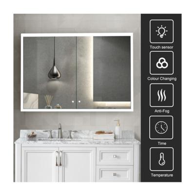 China Bright New Design Style Customized Wall Mounted Bathroom Furniture LED Mirror Cabinet Vanity for sale