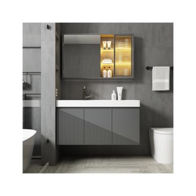 China Environmental Friendly Professional Manufacturer PVC Hard Wood Bathroom Vanity Cabinet With Sink Mirror for sale