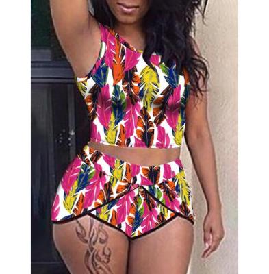 China Breathable NEW ARRIVALS STORE 2Colors Africa Print Plus Size Swimwear Boy 4XL Short High Waist Bikini Set for sale