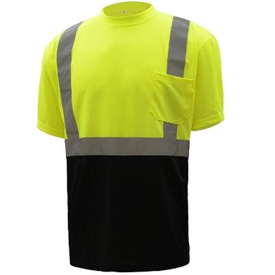 China Orange Hi-Force Visibility Tops Work Shirt Safety Shirts Reflective Security T-shirts for sale