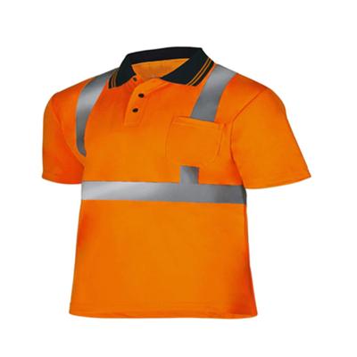 China Reflective Construction Traffic High Safety T-shirt Polo Hi Strength Hi Visibility Orange Work Shirt for sale