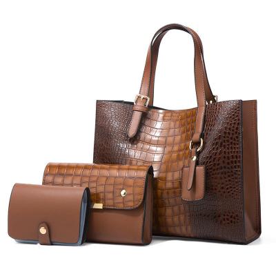 China Best Price Fashion Trend Large Capacity Handbag Mother Bag Women's Three-piece Set Handbags for sale